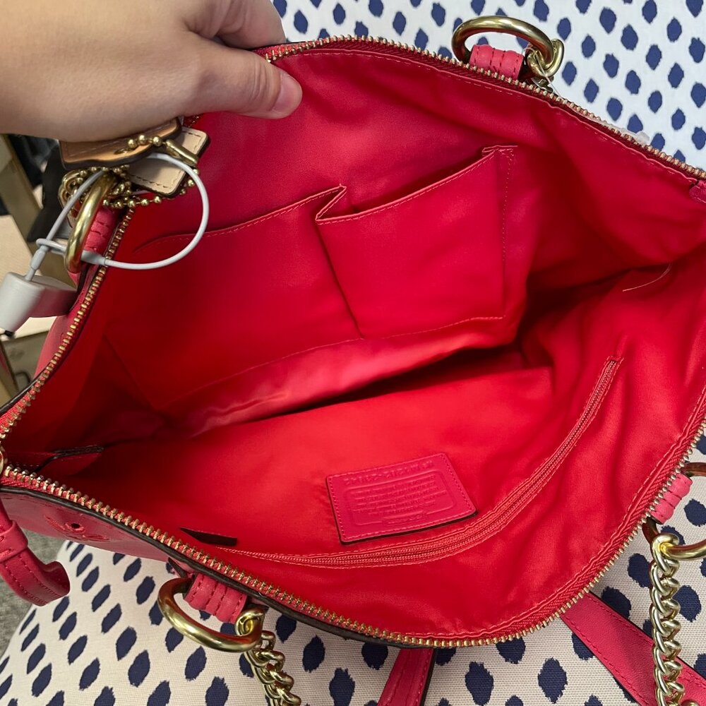 Coach Pink Poppy Eyelet Tote - Picture 8 of 13